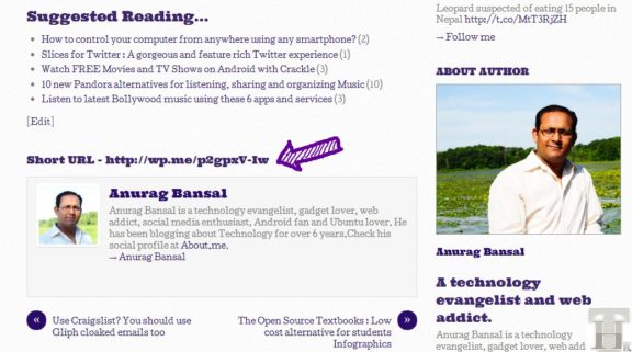 How to publicly show wp.me shortlinks automatically on every post?
